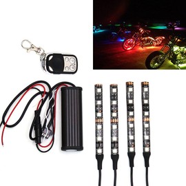 MC MOTOPARTS Bright Multi-Color LED Light Strips RGB Decoration 95mm 4pcs Controller For Car Lorry Boat