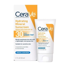 CeraVe Hydrating Mineral Sunscreen Face Sheer with Tint SPF 30 - EXP 02/2027