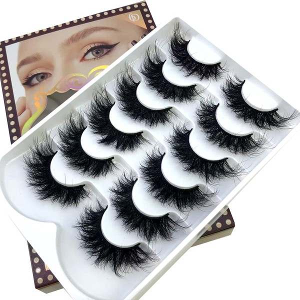 HBZGTLAD 6 Pairs False Eyelashes Cat-Eye Fluffy Faux Mink Lashes