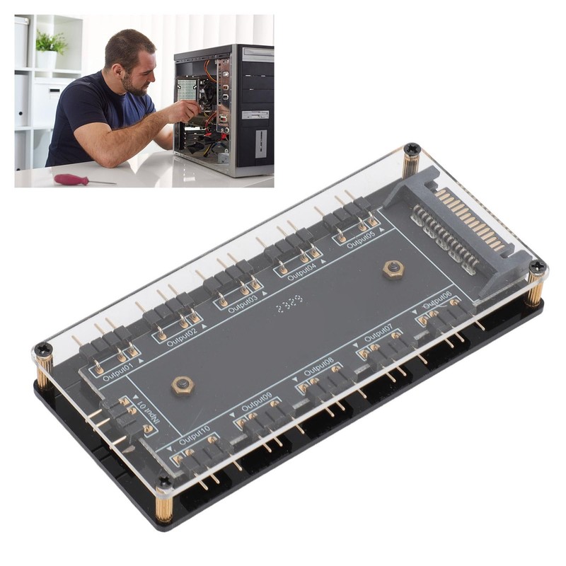 10 Way 5V 3pin ARGB Hub with Acrylic Case, Universal