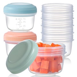 [8 Pack] 4 oz Small Containers with Lids, Reusable Plastic Containers for Snack and Puree, Salad Dressing Container to Go, Deli Containers, Freezer Condiment Containers, Dishwasher Safe, BPA Free