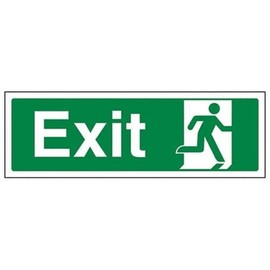 V Safety 21009AX-R Final Exit Man Right Sign - Landscape - 300mm x 100mm - 1mm Rigid Plastic, Green