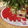 Christmas Tree Skirt, Red Xmas Tree Ornaments Linen Christmas Tree