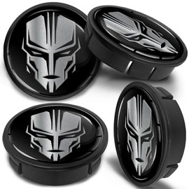 SkinoEu 4 x 60 mm Universal Black Skull Alloy Rims Hub Caps Wheel Caps Wheel Hub Caps Robot Bot, CX 22