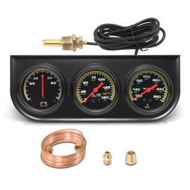 MH 2inch 52mm Triple Gauge Set, Oil Pressure Gauge Water Temperature Voltmeter Car Auto Gauges kit