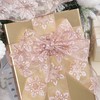 HUIHUANG Snowflake Wired Ribbon Rose Gold Glitter Snowflake Ribbon for