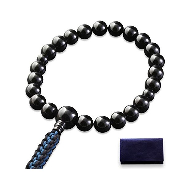 Kyoto Buddhist Altar Prayer Beads Braided String Tassel Black Onyx (For Men) Jodo Shinshu Honganji [Prayer Bag Set] M-078 Kyoto Prayer Beads