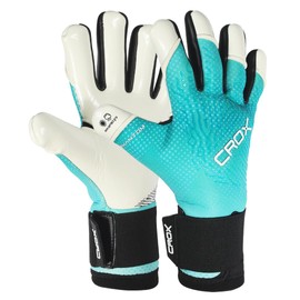 CROX Goalkeeper Gloves German Latex Football Gloves Negative Cut Goalie Gloves with Non Finger Sticks Goalkeeping GK Gloves for Match & Training Sizes 6-11 (Phantom Blue, SIZE 11, Ambidextrous)