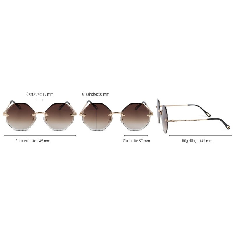 styleBREAKER 09020118 Women's Round Sunglasses, Frameless with Tinted Lenses in
