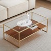 Shrine Glass Coffee Table, Dual-Layer Glass Coffee Table for The