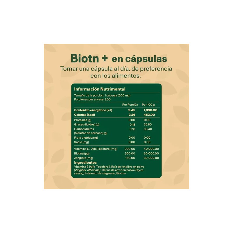 Vitamina E + Biotina Pura Con 200 Capsulas | Vitalbotanics