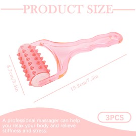 LNQ LUNIQI Pack of 3 Massage Roller Face Plastic Y-Shape Body Massager Skin Tightening Face Roller with Handle for Face Neck Back Pink
