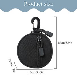 LIUYIDM Coin Purse Mini Coin Bag Small Organiser Round Coin Bag with Zip and Carabiner Key Ring Pockets, Suitable for Travel, Outdoor, black, tactical coin wallet