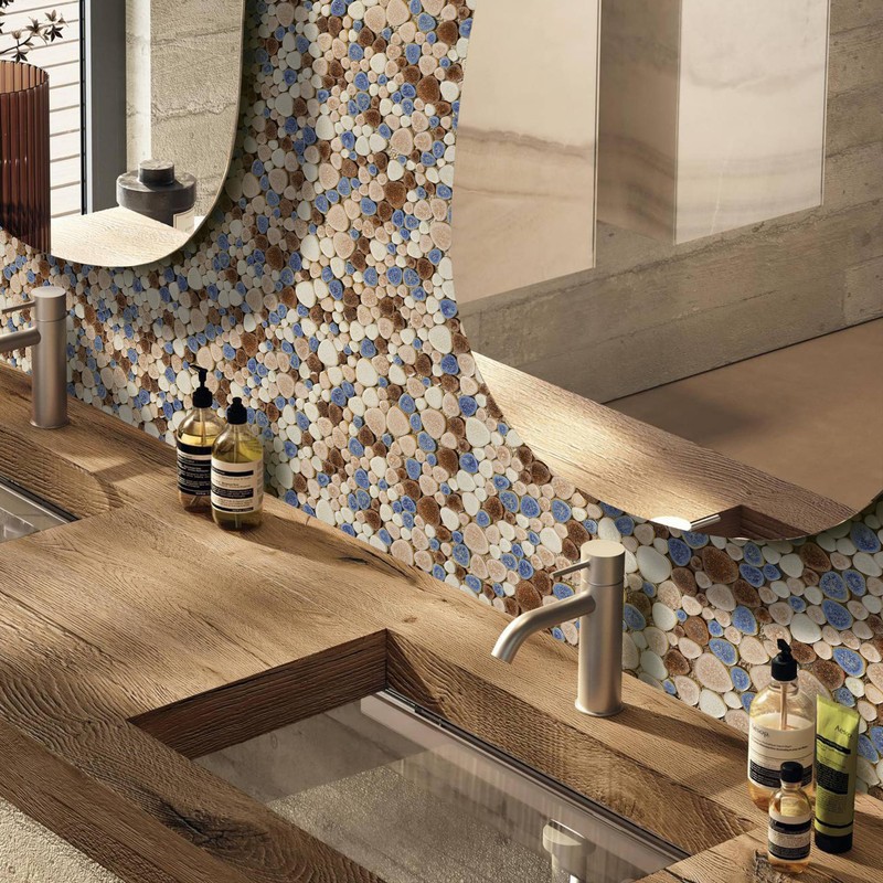 Parrotile Yosemite Matte Pebble Stone Tiles for Shower Floor Bathroom