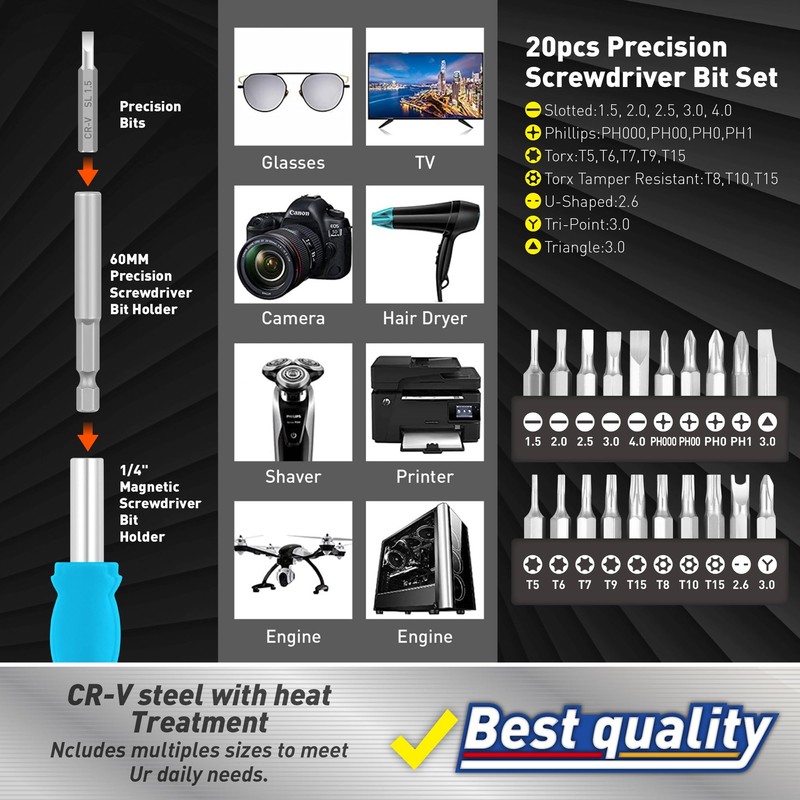 Amartisan 258-Piece Ultimate Screwdriver Bit Set, Chrome Vanadium Steel Driver