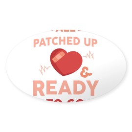 CafePress Open Heart Surgery Survivor All Patched Up Sticker Oval Car Bumper Sticker