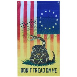 Betsy Ross Gadsden Live We The People Vertical Premium Quality Heavy Duty Fade Resistant 3x5 3'x5' 100D Woven Poly Nylon Flag Banner Sleeve & Grommets