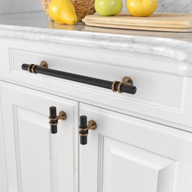 Asidrama 10 Pack 7 Inch(177mm) Champagne Bronze and Matte Black Kitchen Cabinet Handles, Cabinet Pulls Kitchen Cabinet Hardware Cupboard Handles Drawer Pulls