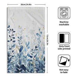 Giwawa Blue Leaves Hand Towels Botanical Leaf Decorative Fingertip Face Towels Set of 2 Soft Absorbent Dish Towels for Hotel Kitchen Bathroom