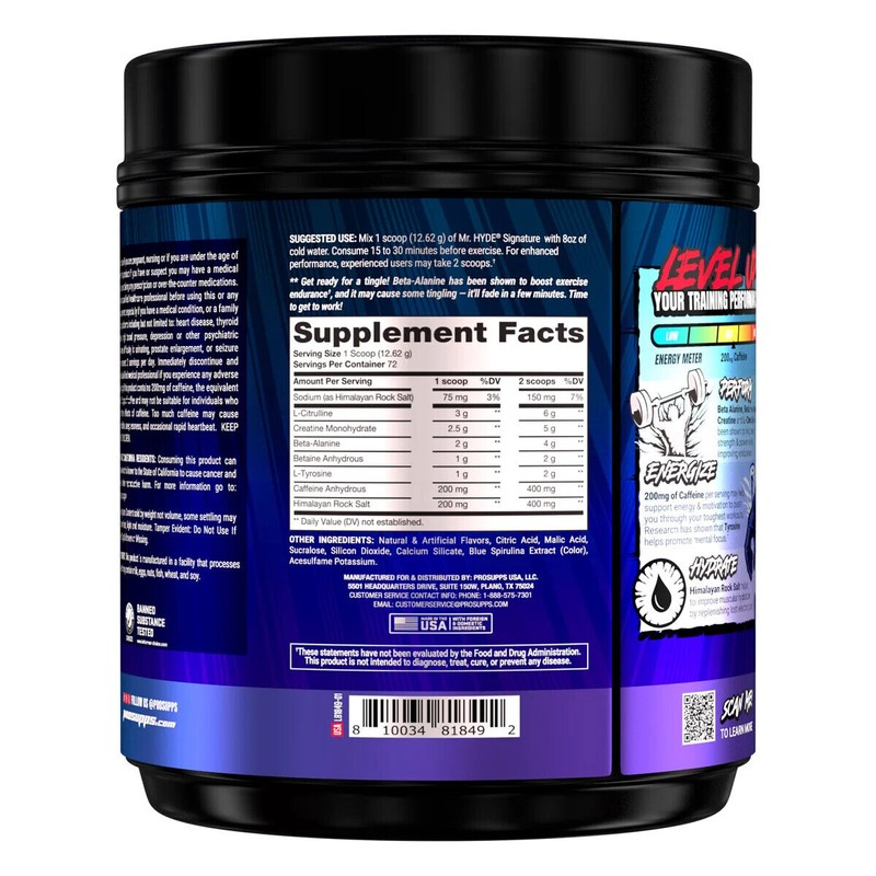 Optimum Nutrition Mr. Hyde Signature Pre-Workout Blue Razz with Creatine,
