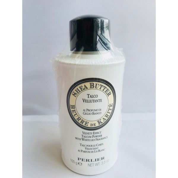 Perlier Shea Butter Velvety Effect Talcum Powder, 3.5 oz    WHITE LILY Fragrance