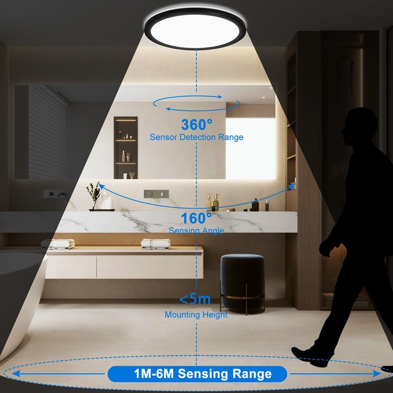 RDGOOD Sensor LED Ceiling Light Dimmable with Motion Sensor, 24
