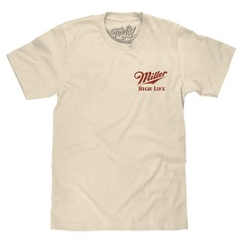 Tee Luv Men's Miller High Life The Champagne of Beers Double Sided Logo T-Shirt, Natural, L