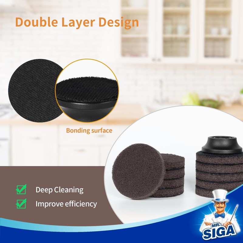 MR.SIGA Abrasive Heavy Duty Pad Refills for Electric Spin Scrubber,