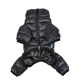 Puppia Winter Ultralight Dog Jumpsuit B Waterproof Warmth for Cold Weather Zipper Closure for Small and Medium Dogs, Black, Medium