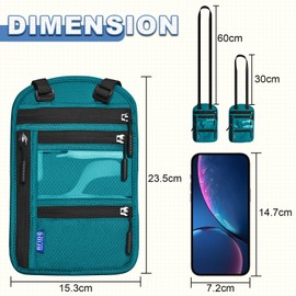 Yordawn Neck Pouch Chest Bag Men Women with RFID Protection Waterproof Travel Purse Travel Security Bag with Adjustable Neck Strap for Cash Cards Keys and Passport, Sea blue