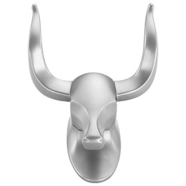 VILLCASE Hanging Hooks Robe Keys for Household Clothes Door Hook Rustic Decorative Holder Bag Style Mounted Head Animal Key Single Iron Sturdy Towel Multi-Functional Metal Coat Silver Cow