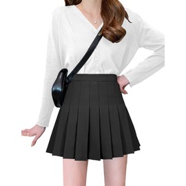 Women's Pleated Plaid Skirts High Waisted Skater Tennis Skirt with Shorts School A-Line Mini Skirt