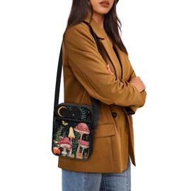 Dngkaoje Mushroom Butterfly Crossbody Purse Women Girls Cute Wallet Small Messenger Handbag Sling Shoulder Tote Bags Travel Daily Cell Phone Bags with Adjustable Strap Mini Fanny Pack