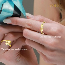 YOEE Gold Fidget Ring Gold Anxiety Rings for Women, Adjustable Stress Spinner Anxiety Ring Fidget Rings for Women, Stress Relief Gifts Christmas Birthday Jewellery Gifts