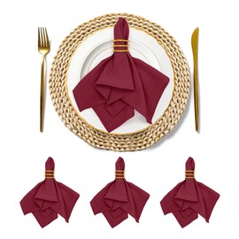 ZURLEFY Burgundy Cloth Napkins Set of 4, 17"x17" Washable Table Napkins for Family Dinning, Christmas Party Wedding Decoration(05-5-4)