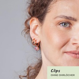 Ohrclips Creolen Ros√©gold ‚Ä¢ Clip Ohrringe mit Charm in altrosa zum Wechseln ‚Ä¢ vergoldeter Edelstahl & recyceltes Glas ‚Ä¢ nachhaltig & handmade ‚Ä¢ MIX AND MATCH ‚Ä¢ √ò 18 mm