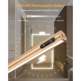 GOVSSING Picture Lights for Wall - 4000mAh Rechargeable Battery Wireless Picture Light with Remote, 3 Color Temps & Dimmable, 15.7” Rotatable Art Light, Memory & Timer Functions, Rose Gold