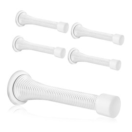 Spring Door Stopper, 5 Pcs Wall Mounted Spring Doorstop, Door Spring Stop for Walls (White)