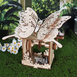 3D Puzzles for Adults Hand Butterfly Wooden Mechanical Music Box Model Kit You are My Sunshine Handmade Assembly DIY Crafts Birthdays for Boys Ages 14+
