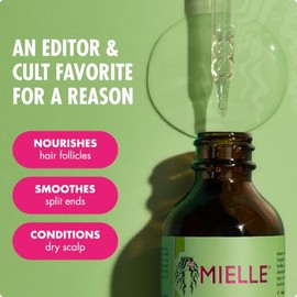 Mielle Organics Aceite para fortalecer el cuero cabelludo y el cabello con biotina y aceites esenciales, tratamiento nutritivo para puntas abiertas, c