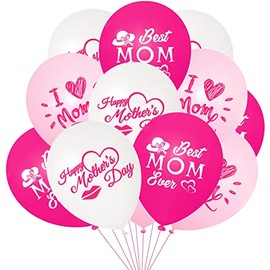 I Love You Mom Balloons Mother's Day Latex Balloons Decorations 12 Inch Mom Balloons for Mother's Themed Party Balloons For Party Supplies Arch Decorations Party Sets-12 PCS