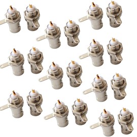 exgoofit BNC Female Nut Bulkhead Panel Connector 20-Pack Solder Jack Adapters for Monitor Equipment RG58 RG59 RG6 RF Coaxial Cable Welding Machine