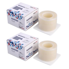 OneMed 2400 Sheets Clear Dental Barrier Film Roll with Dispenser Box 4" x 6" Disposable Barrier Tape for Dental Clinic Tattoo Beauty Salon 1200 Sheets/Roll 2 Rolls