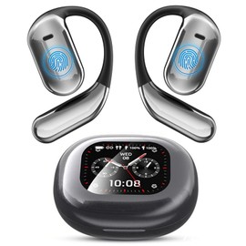 Translation Earbuds in Real Time AI Language Translator Earbuds with touch LCD touchscreen Bluetooth 5.4 Translator Headphones Over-Ear Earbuds fit iOS & Android for Travel Business Learning