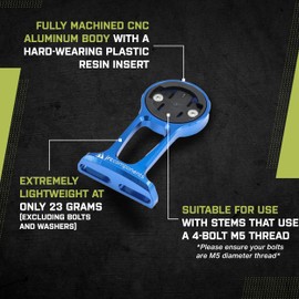 JRC Components Stem Out Front Mount | Compatible with Wahoo Elemnt GPS Devices | Lightweight CNC Machined Aluminum Body - Purple