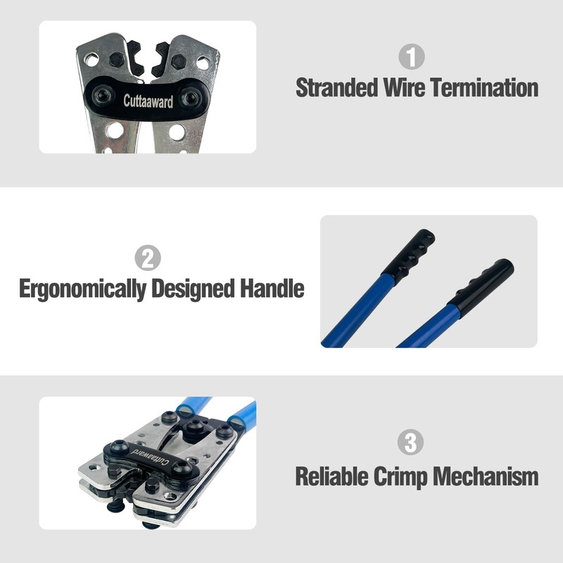 Battery Cable Lug Crimper - Heavy-Duty Wire Crimper for AWG