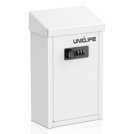 Uniclife Safe Suggestion Box, Metal Donation Box with Combination Lock, Key Drop Boxes for Outside Wall Mounted Mailbox with Top Slot