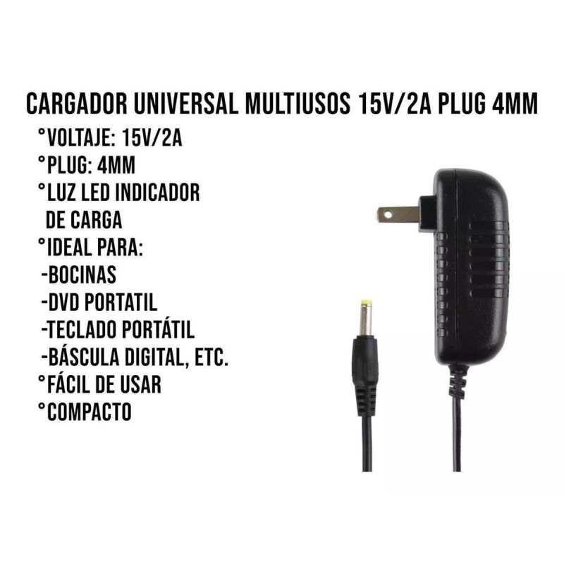 Control Expert Eliminador Cargador Corriente Adaptador 15v 2 Amp Bocinas