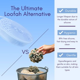 Avilana Avilana Silicone Body Scrubber – Dual-Sided Exfoliator for Men & Women, Gentle Loofah Alternative, Easy-to-Clean Silicone Shower Scrubber (S2-Blue)