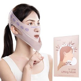 Cryslora Wiederverwendbare Doppelkinn-Reduzierer, rutschfeste Chinologie-Maske, Kinnriemen zum Schlafen, V-Linien-Facelifting-Maske für Frauen, Rosa